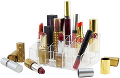 Transparent Cosmetic Makeup Organizer for Lipstick, Brushes, Bottles, and More.