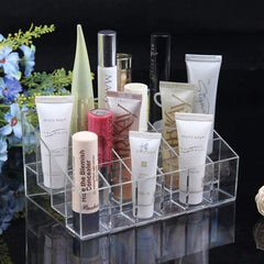 Transparent Cosmetic Makeup Organizer for Lipstick, Brushes, Bottles, and More.