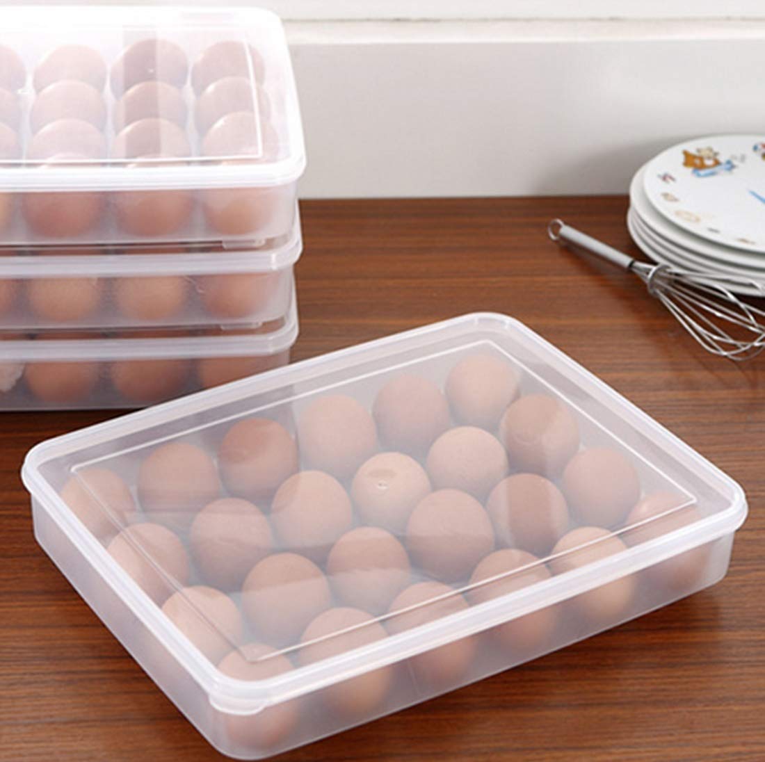 Egg Storage Container Tray with Lid for 24 Eggs